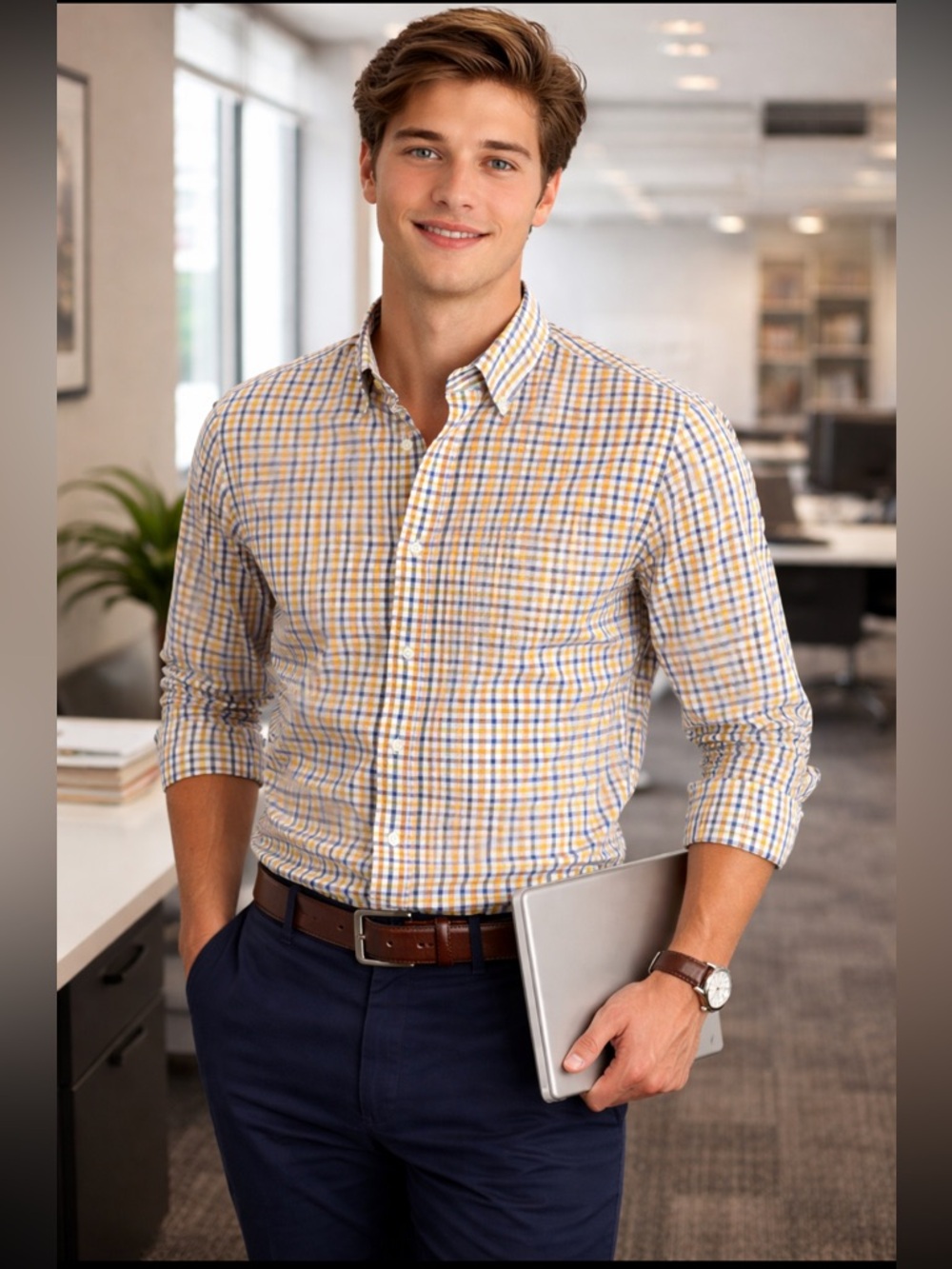 Men’s J. Crew quality woven button down.  Slim Fit. Size Small.  💯% cotton.